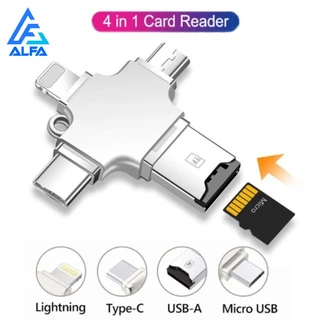 Leitor De Cartão De Micro 4 em 1 Android IPhone Tipo C SD TF MicroSD OTG Adaptador