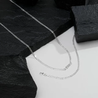 Conjunto Correntinha Corrente Cordão Masculina + Pulseira Banhada A Prata