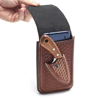 Bainha capa para celular em couro com faca Skinner conjunto