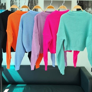Blusa ombro caído cropped Blusinha tricot tricô inverno modinha blogueira
