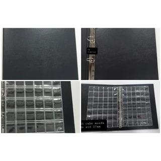 Álbum Médio Simples para 210 moedas (Moedas até 27mm - 1 Real) - 4 Argolas - Pasta Fichário - Folha PCCB Importada