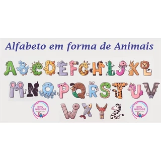Adesivo Decorativo Letras Alfabeto Escolar Desenho De Animais Zoológico