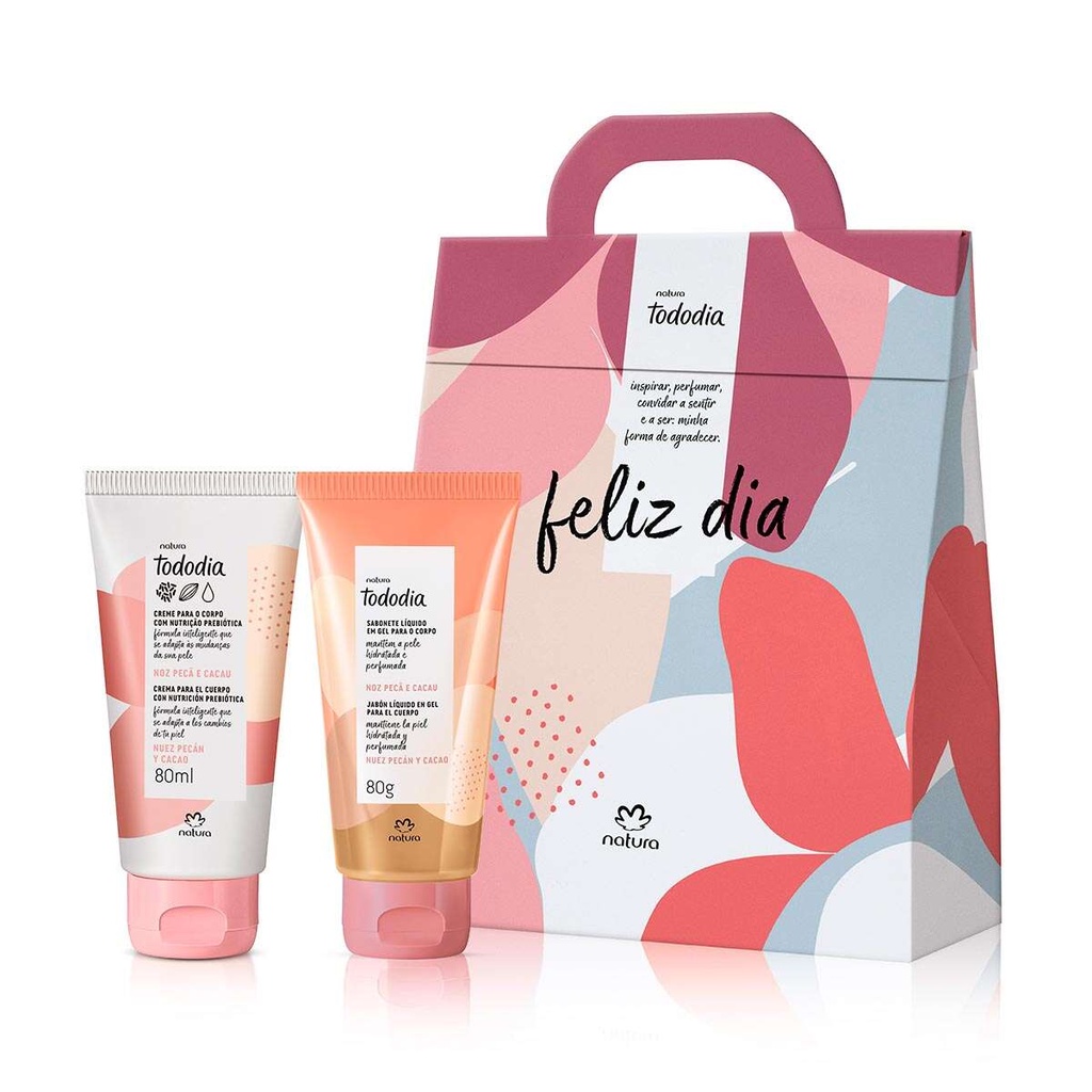 Presente dia das mães Natura Tododia Noz Pecã - Creme Hidratante Corporal + Sabonete liquido em Gel de banho