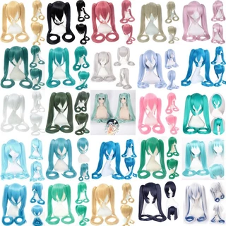 Peruca Cosplay Hatsune Miku azul, verde, Rosa, rosa escuro.