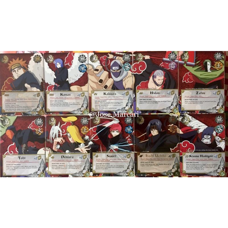 Coleção De Baralho Akatsuki Exclusivo Do Naruto Com 54 Cartas Itachi  Sharigan Pain Rinnegan Hida Tobi