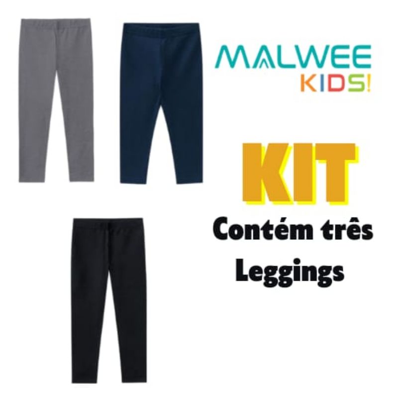 Kit 3 Leggings Infantis Flaneladas Malwee