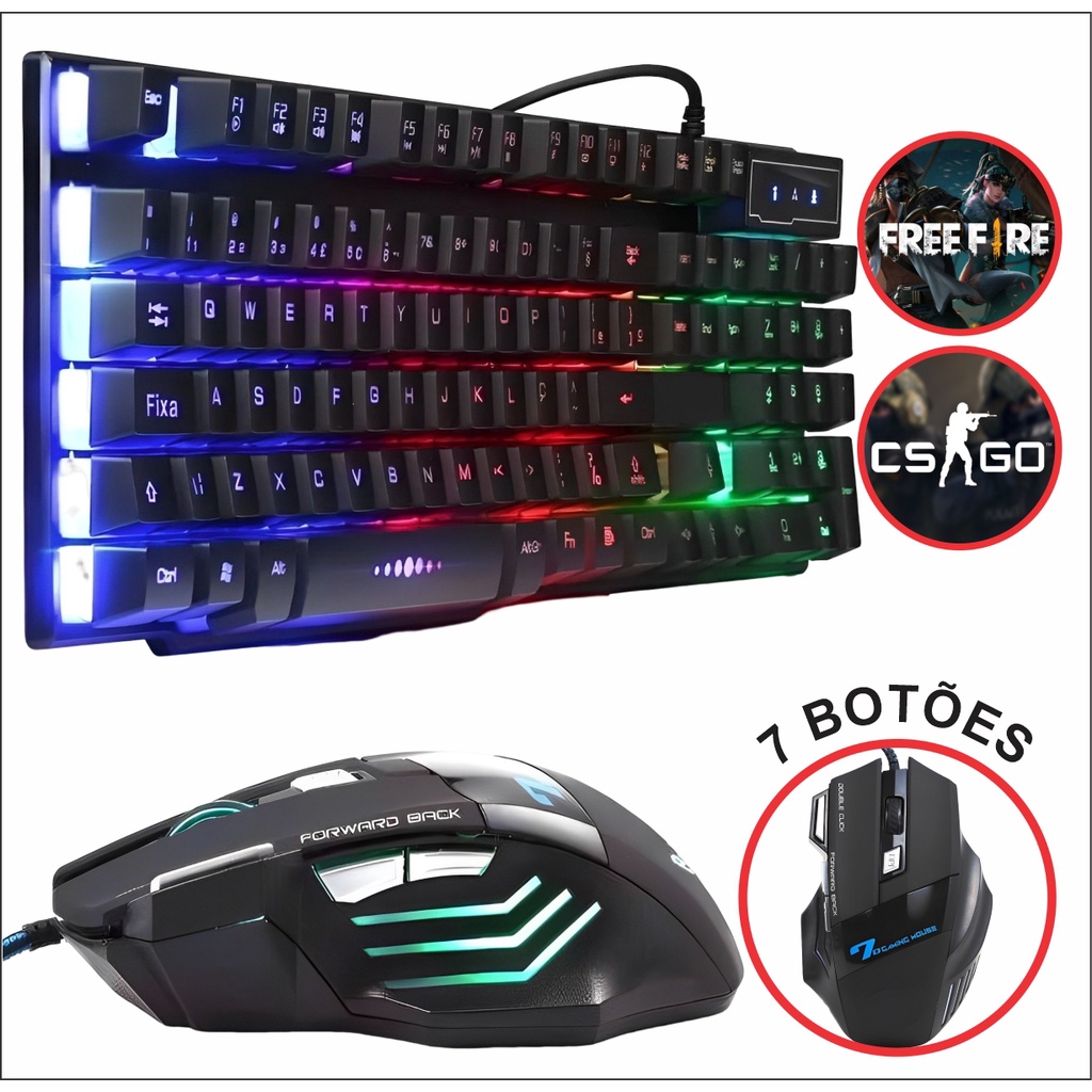 Kit Teclado Mouse Gamer Led Rgb Para Jogos Dpi Shopee Brasil