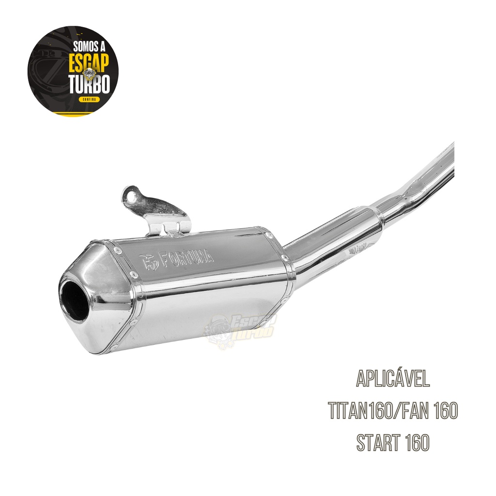 Escapamento Fortuna Start 160/ Fan 160/ Titan 160 Mini Tri Cromado