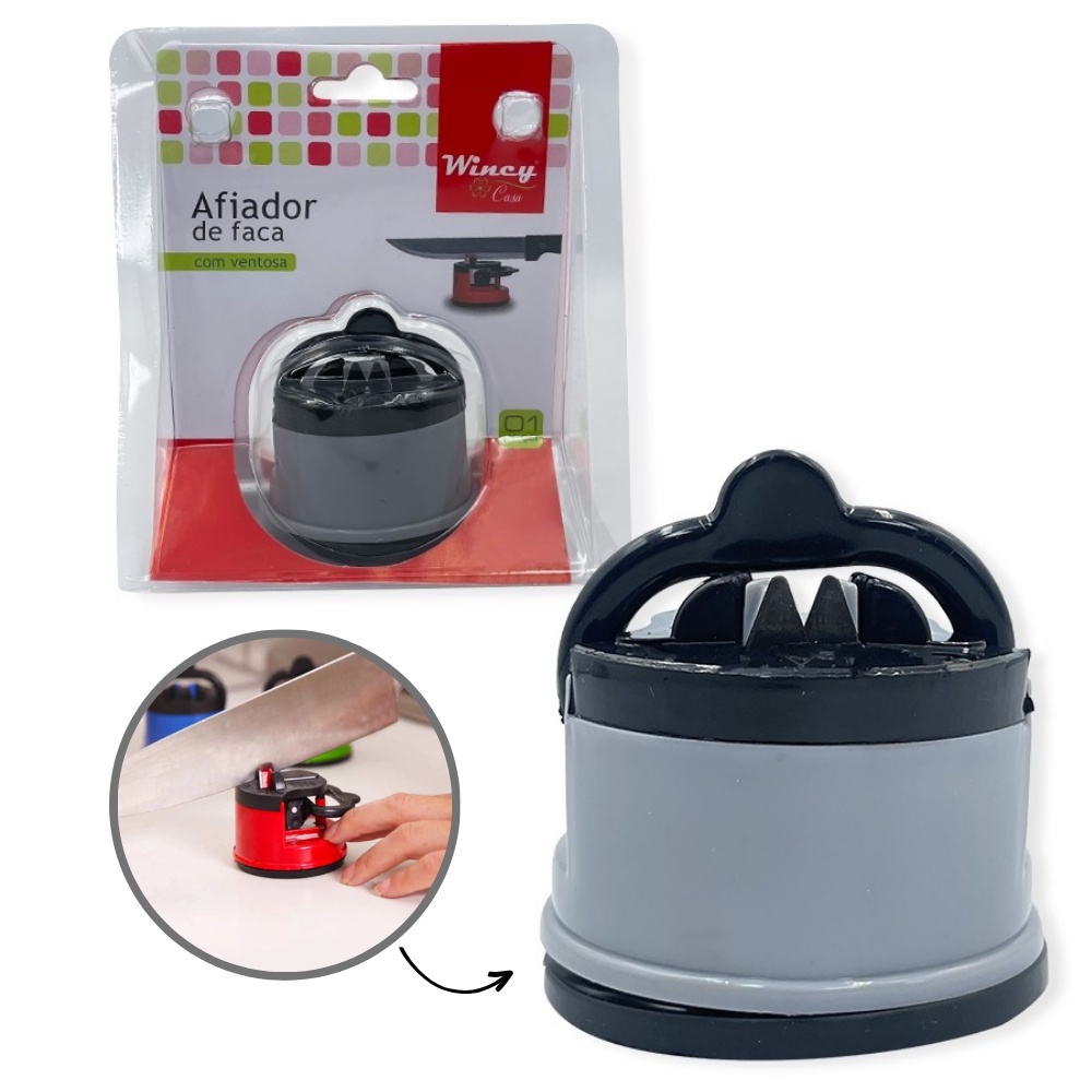 Amolador Afiador De Facas Canivetes Tesouras Com Ventosa