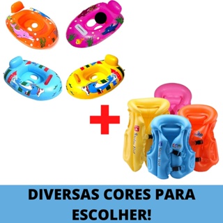 Kit 2 Boia Infantil Para Piscina Colete e Bote Criança Verão