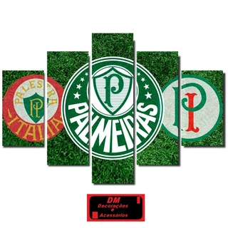 Quadro Decorativo Palmeira Campeão Lançamento Mosaico Moderno 5 peças 115x60 cm