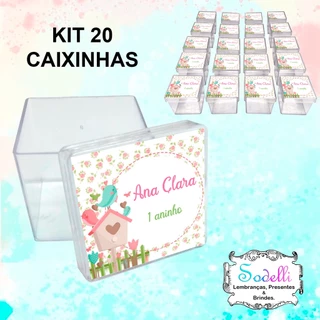 20 Lembrancinhas Jardim Encantado - Caixinhas Acrílicas Personalizadas