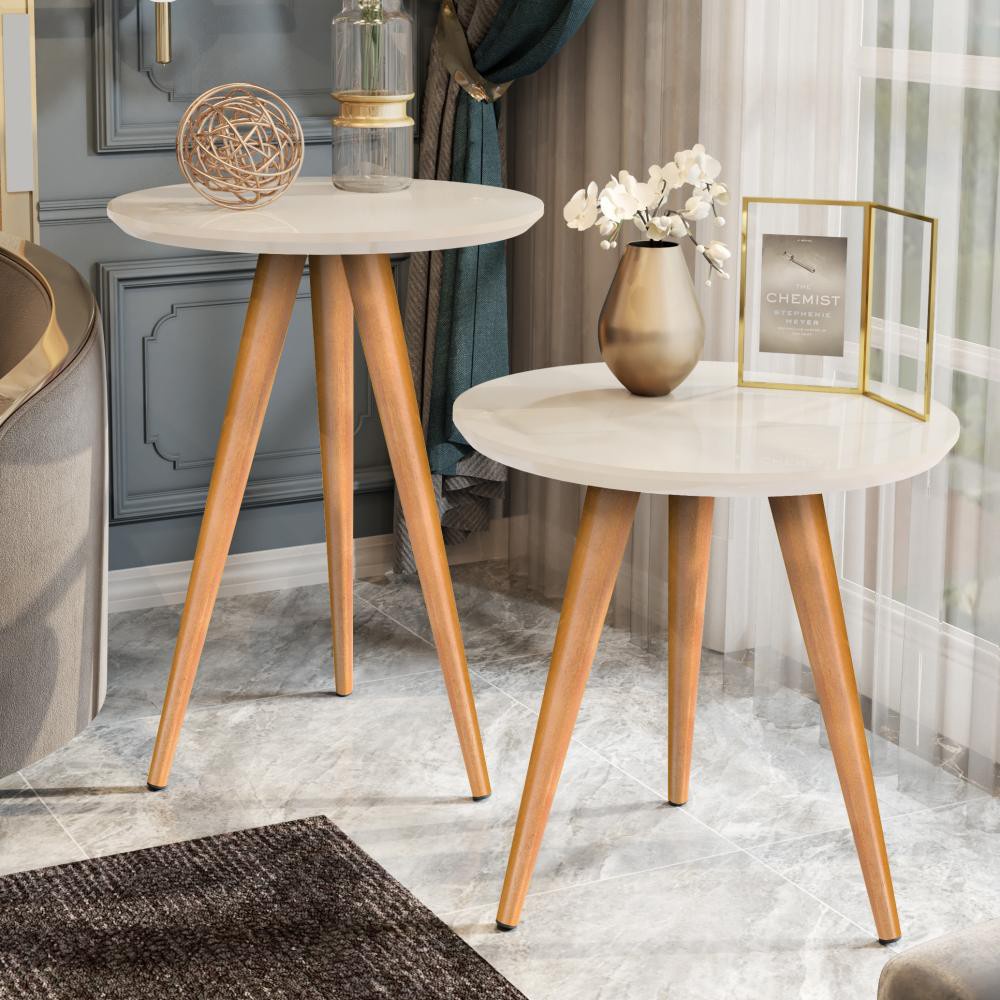 Mesa Lateral e Canto de Sofá Classic Retrô com 3 Pernas Decoração