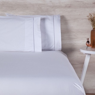 Lençol Queen Com Elástico Percal 200 Fios Linha Lençol para Hotel Pousada 03 Peças Jogo de Cama Casal