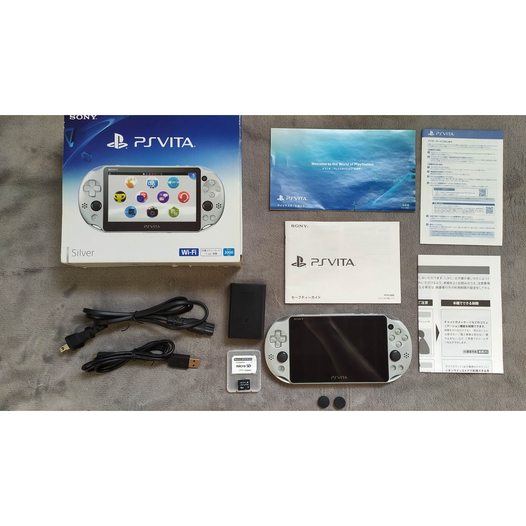 Ps Vita Slim Pch-2000 Prata, Silver, Completo Caixa E Manual