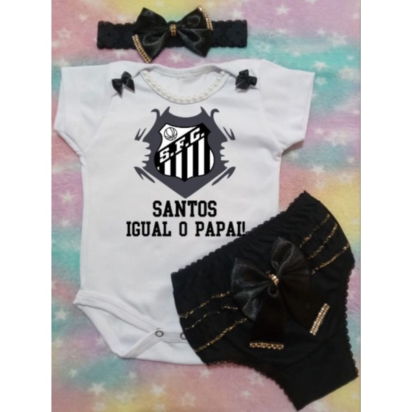 Kit Presente Body Personalizado Beb Menina Time Santos Igual O Papai Shopee Brasil