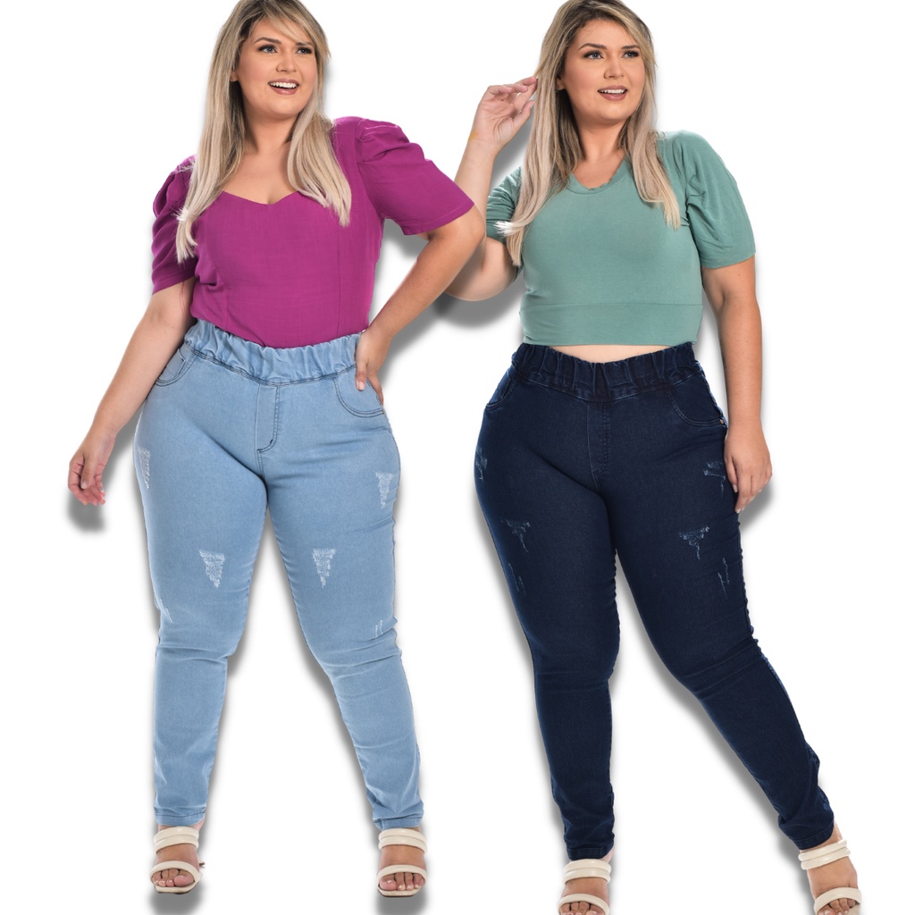 Calça Jeans Plus Size Wide Em Algodão - daluzplussize