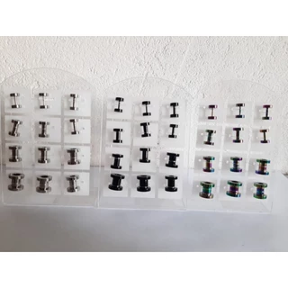 kit cartela de alargador preto prata furta-cor metal tamanho 1mm 2mm 3mm 4mm 5mm 6mm