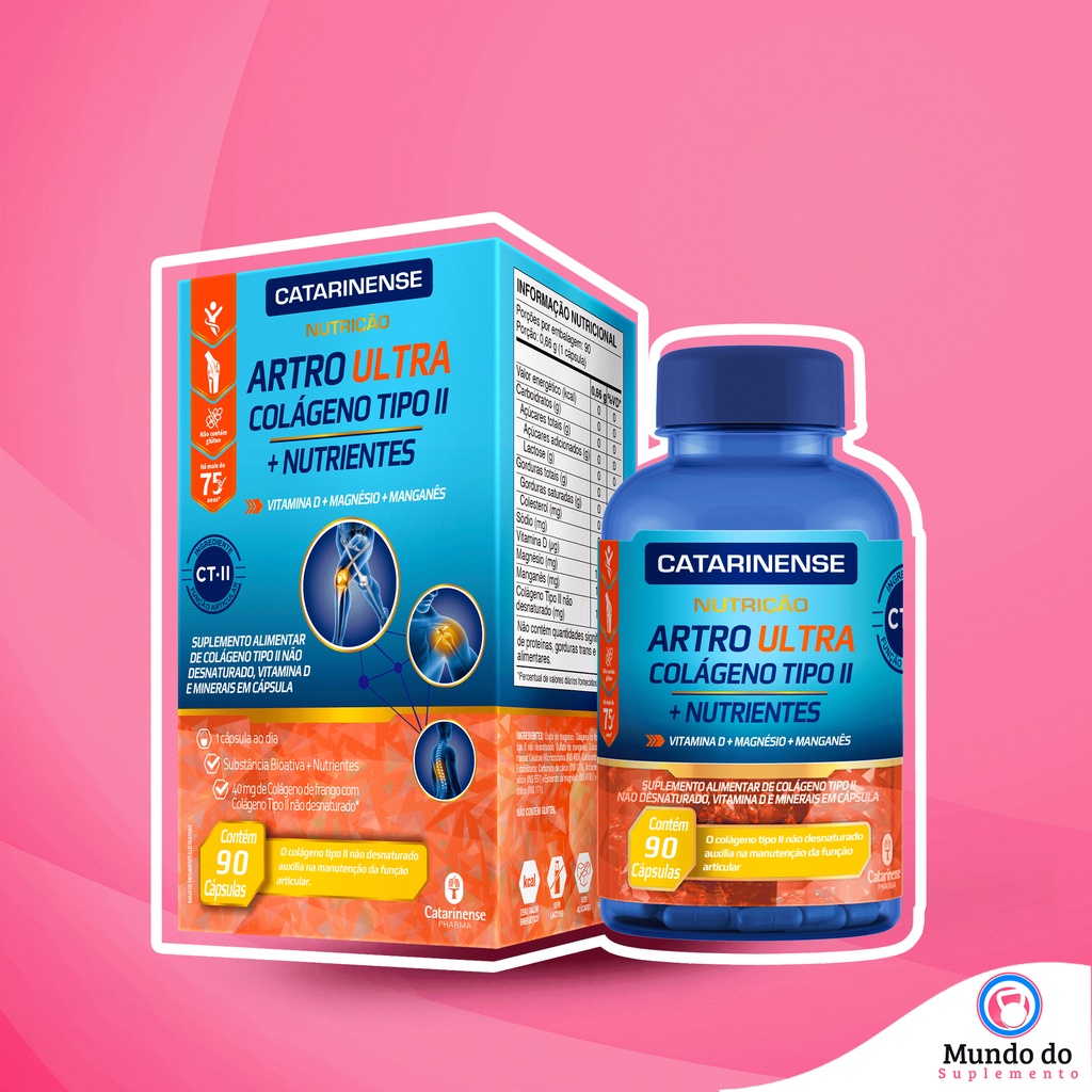 Artro Ultra Colágeno Tipo II + Nutrientes 90 Capsulas - Catarinense Pharma