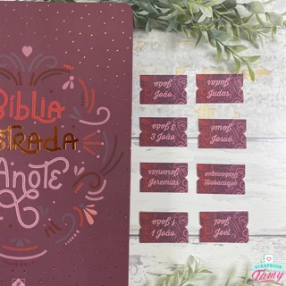 Abas Para Bíblia | Rosa Brilhante Degradê | Índice Adesivo Personalizadas Com os Nomes dos Livros - Bible Journaling | Adore Com Arte e Scrapbook By Tamy