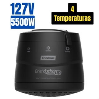 Chuveiro Ducha Preto Enerducha Up 4 Temperaturas - Enerbras Eletrico Economico Pequeno Banheiro Parede Black Preta Compativel com IDR 4T 5500W 4500W 6800W 110V 127V 220V