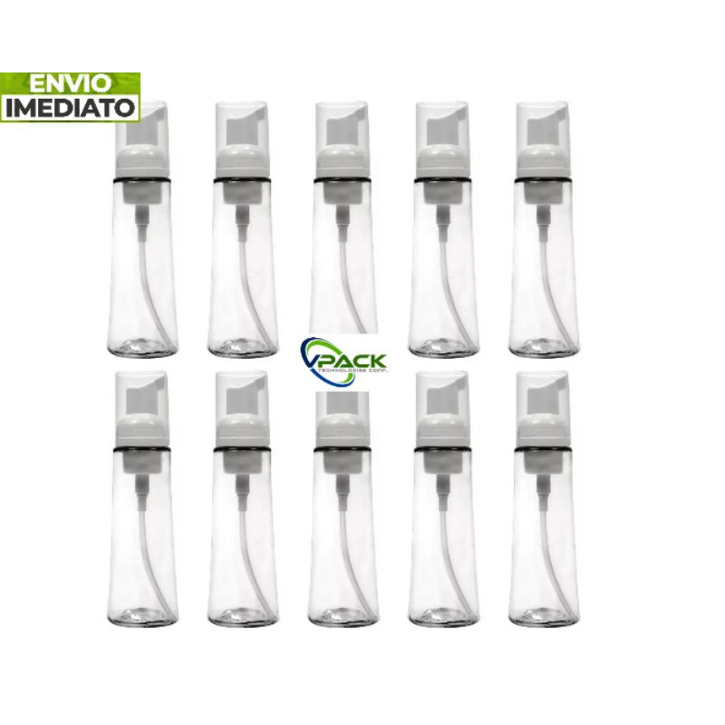 10 Frascos Pump Espumador 50 ML Cristal Para Limpeza De Cílios