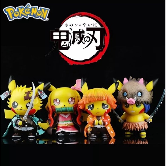 Pikachu Mix Demon Slayer Action FIgure Anime Kimetsu no Yaiba Kamado Tanjirou Ne