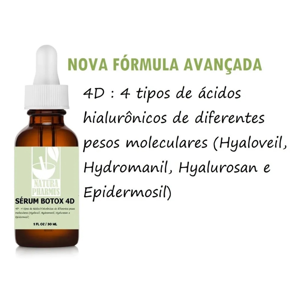 10 Unidades Serum Botox 4D (Retinol, Argireline, Hialurônico e Colágeno ...