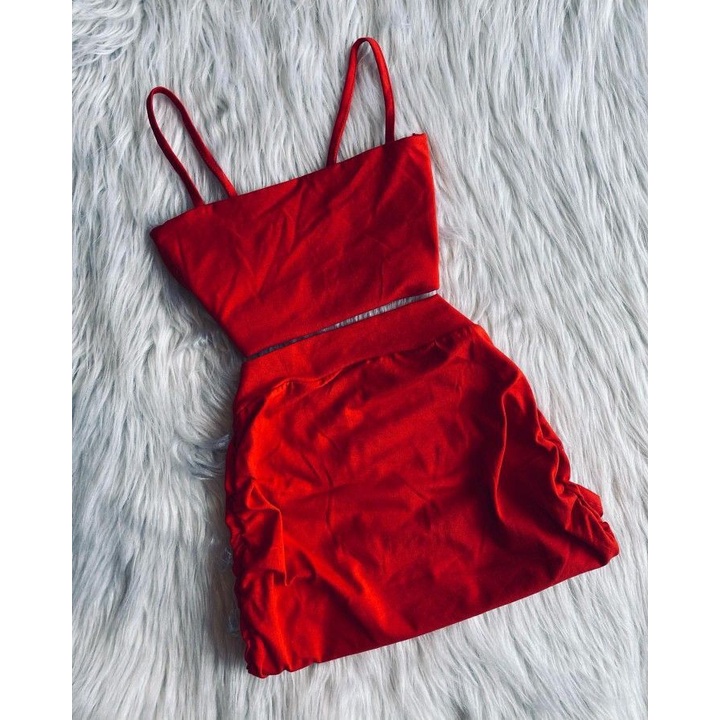 Conjunto Feminino Cropped E Saia | Shopee Brasil