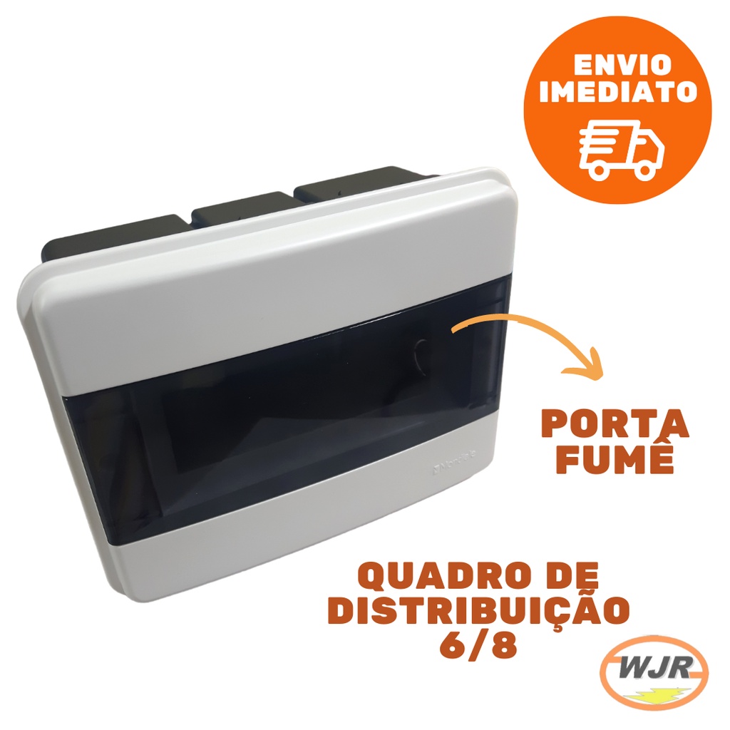 Quadro de Distribuição 6/8 Tampa Fumê Disjuntores Embutir