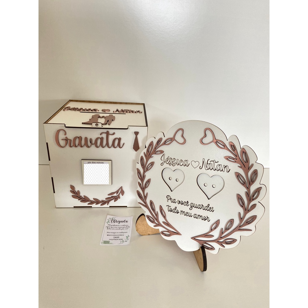 Caixa para Casamento Personalizada com Nomes + PORTA ALIANÇA mdf 3mm