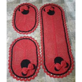 Conjunto de cozinha 3 peças Minnie e Mickey de crochê
