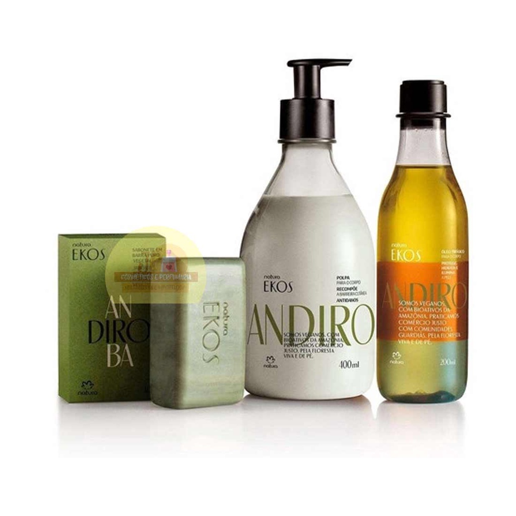 Natura Kit Presente Ekos Andiroba Hidratante Ml Leo Trif Sico Ml Sabonete G