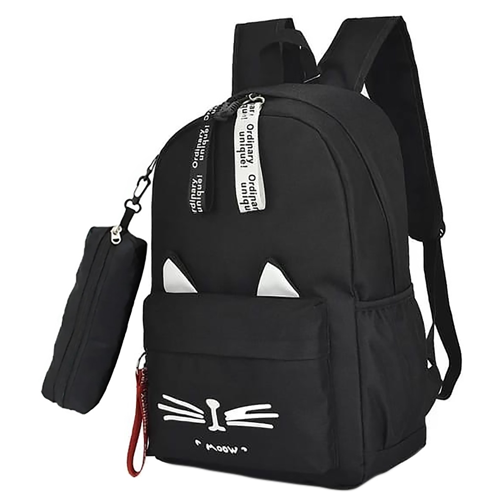 Mochila Escolar Feminina De Gatinha Reforçada Orelha Estojo Super