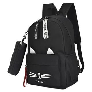 Mochila Escolar Feminina De Gatinha Reforçada Orelha Estojo Super