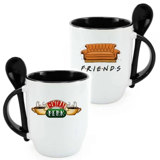 Caneca Com Colher Série Friends Várias Cores Promoção