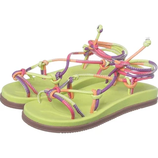 Sandalia papete multicores colorida de amarrar em Oferta na Shopee
