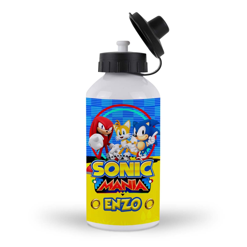 Garrafa Squeeze Gamer Desenho Sonic Escolar com Nome