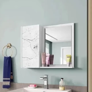 Armario Espelheira Genova Banheiro Com Porta Branco / Carrara