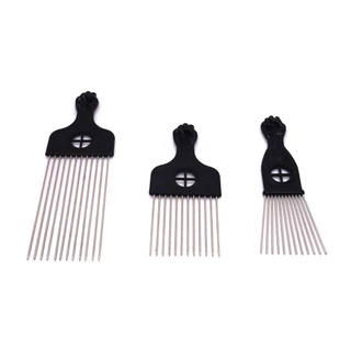 Pente Garfo Afro Com Dentes de Metal Para Penteado