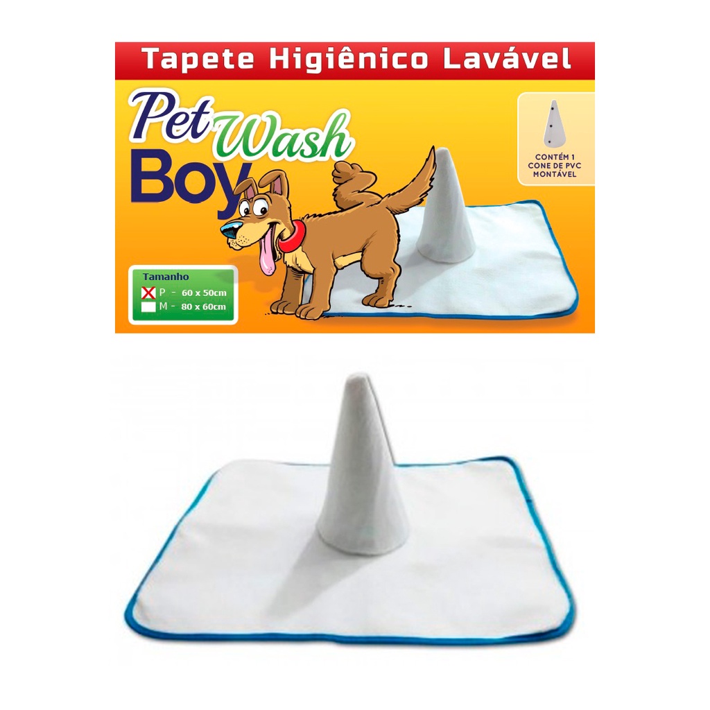Tapete Higiênico Lavável Pet Wash Boy com Poste para Cães Tamanhos Escolha