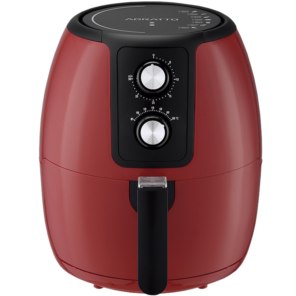 Fritadeira AirFryer Elétrica Sem Óleo Panela 3,6 Litros 1400W Timer Vermelha 110V Agratto Supremma