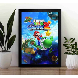 Quadro Super Mario Galaxy 2 A3 com Acrílico Frontal (Tamanho 45.5 X 33 Cm) Poster Decorativo com Moldura.