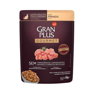 Ração Úmida Sachê GranPlus Gourmet Gatos Adultos Trato Urinário Frango 85g
