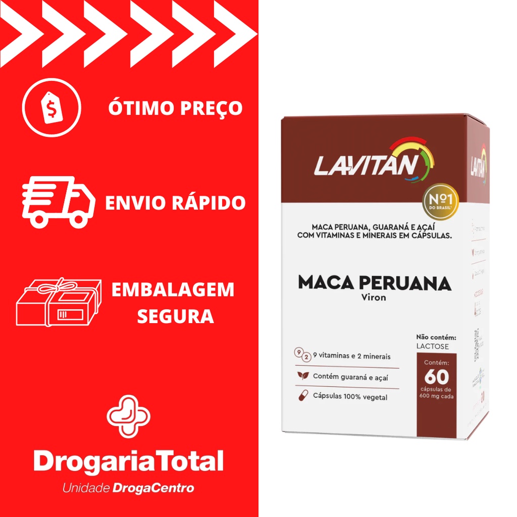 Suplemento Alimentar Lavitan Maca Peruana Víron com Guaraná e Açaí com 60  cápsulas 600mg Cimed | Shopee Brasil