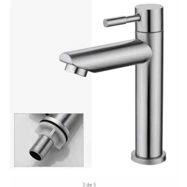 Torneira de metal inox bico baixo para banheiro \ lavabo