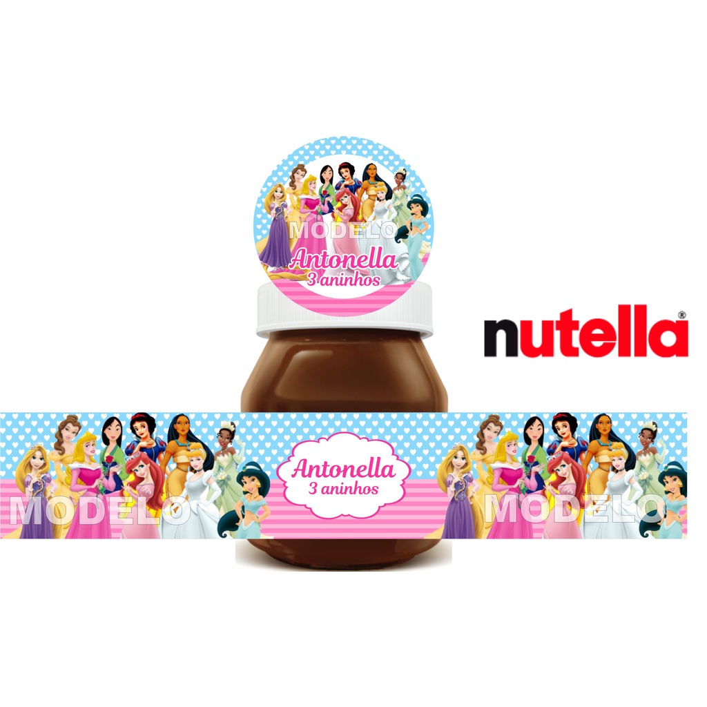 12 Adesivos Nutella Princesas Disney - FAZEMOS TODOS OS TEMAS ...