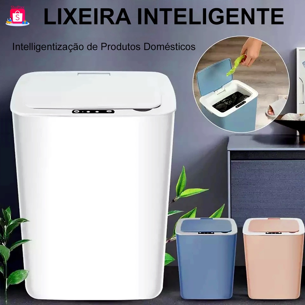 Lixeira com Sensor Automático Inteligente Recarregável Abre Fácil em ...