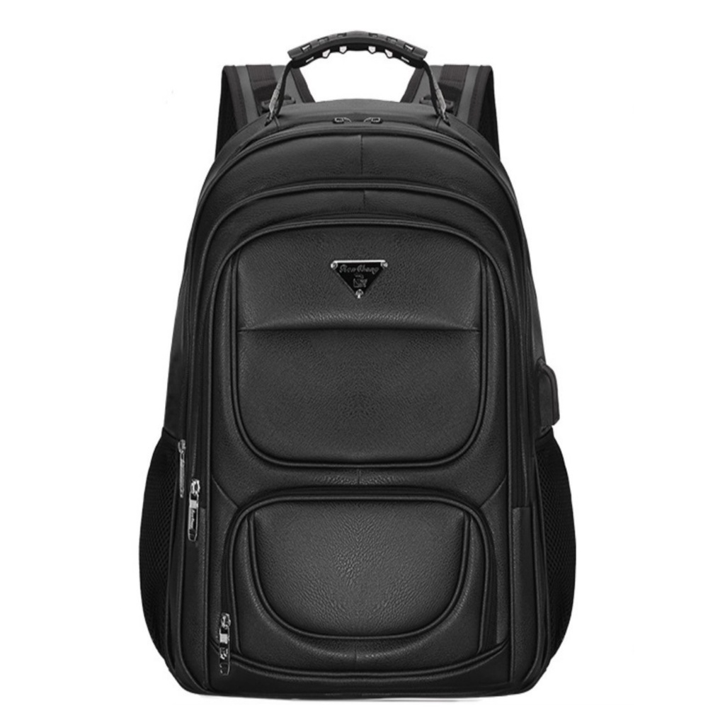 Mochila Couro PU Grande Executiva Para Notebook Trabalho Faculdade Reforçada Cabo De Aco RC-5011-3