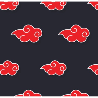 Tecido Naruto Akatsuki Nuvem Vermelha Fundo Preto - 140 cm X 50 cm